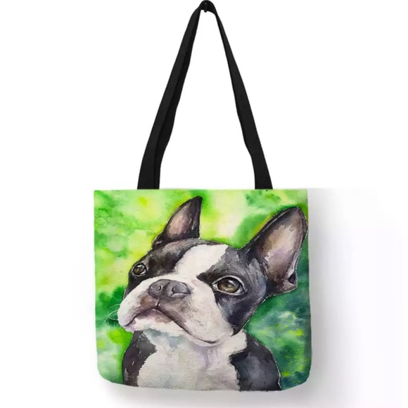 Handbags - Eco-Friendly Adorable Boston Terrier Folding Tote Bag